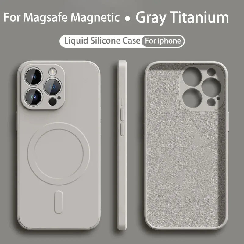 Funda magnética de silicona líquida para carga inalámbrica Magsafe para iPhone 16, 16 Pro, 16 Pro Max, suave y a prueba de golpes