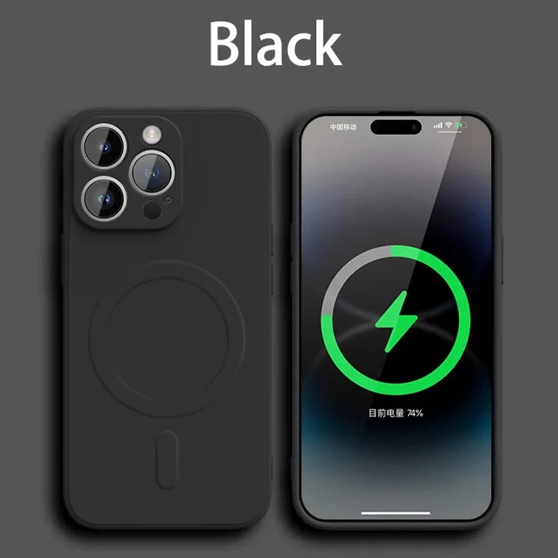 Funda magnética de silicona líquida para carga inalámbrica Magsafe para iPhone 16, 16 Pro, 16 Pro Max, suave y a prueba de golpes