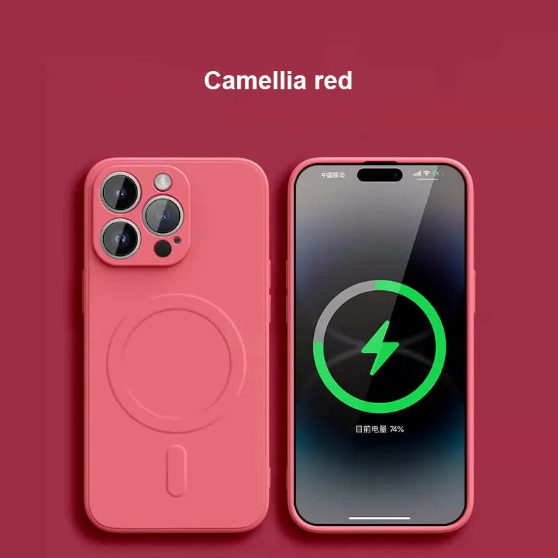 Funda magnética de silicona líquida para carga inalámbrica Magsafe para iPhone 16, 16 Pro, 16 Pro Max, suave y a prueba de golpes