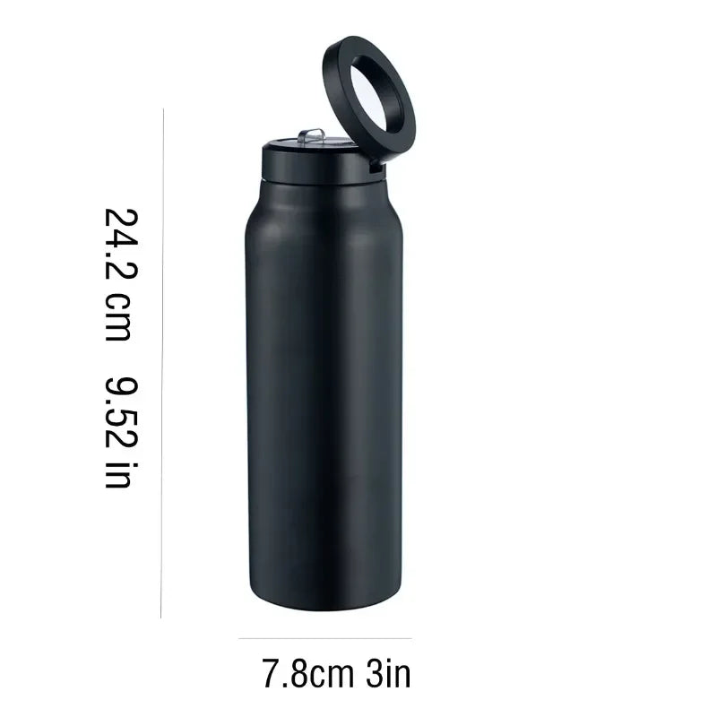 Botella deportiva de acero inoxidable con aislamiento y soporte magnético 710ml
