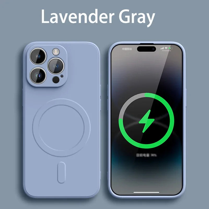 Funda magnética de silicona líquida para carga inalámbrica Magsafe para iPhone 16, 16 Pro, 16 Pro Max, suave y a prueba de golpes