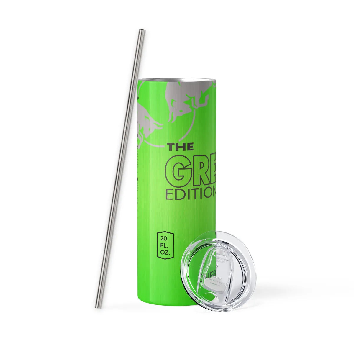 Vaso estilo bebida energética con pajita de acero inoxidable, 20 oz