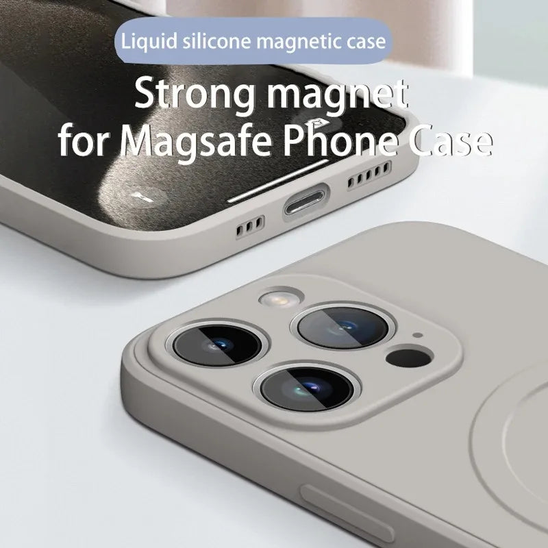 Funda magnética de silicona líquida para carga inalámbrica Magsafe para iPhone 16, 16 Pro, 16 Pro Max, suave y a prueba de golpes