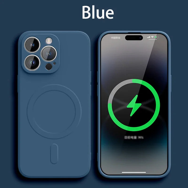 Funda magnética de silicona líquida para carga inalámbrica Magsafe para iPhone 16, 16 Pro, 16 Pro Max, suave y a prueba de golpes