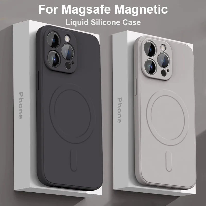 Funda magnética de silicona líquida para carga inalámbrica Magsafe para iPhone 16, 16 Pro, 16 Pro Max, suave y a prueba de golpes