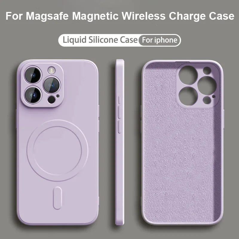 Funda magnética de silicona líquida para carga inalámbrica Magsafe para iPhone 16, 16 Pro, 16 Pro Max, suave y a prueba de golpes