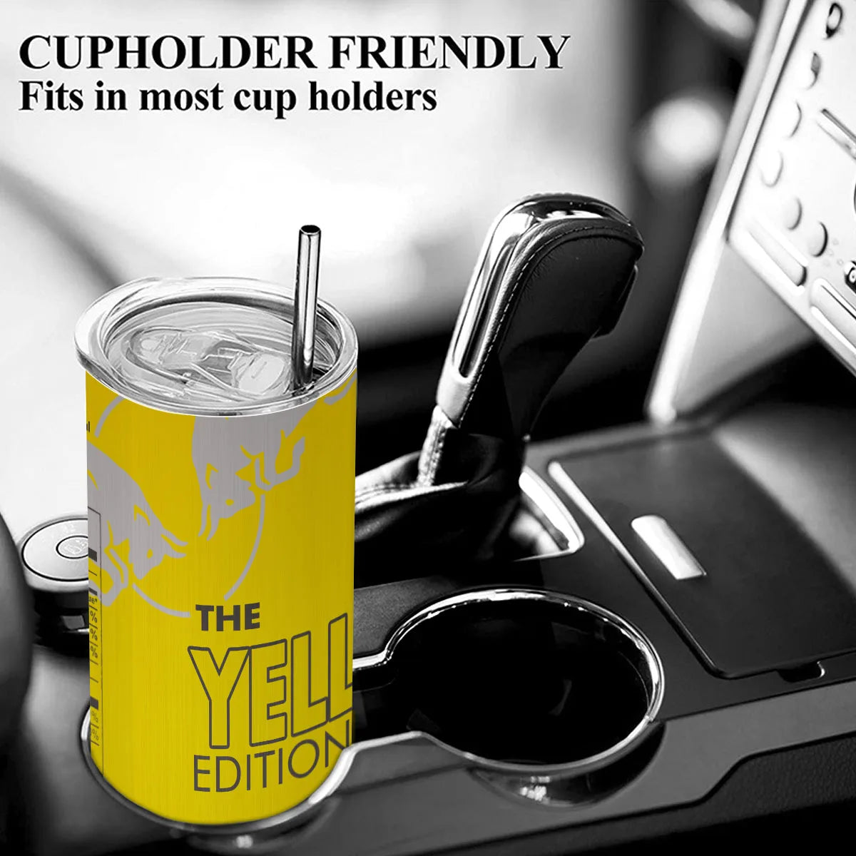 Vaso estilo bebida energética con pajita de acero inoxidable, 20 oz