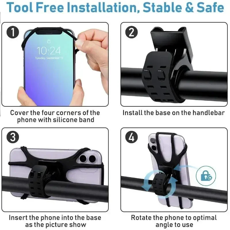 Soporte giratorio de silicona para teléfono móvil, accesorio de seguridad para bicicleta y motocicleta, 360