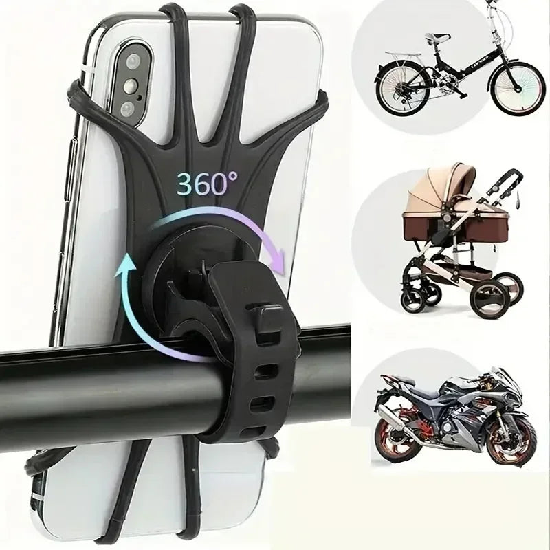 Soporte giratorio de silicona para teléfono móvil, accesorio de seguridad para bicicleta y motocicleta, 360