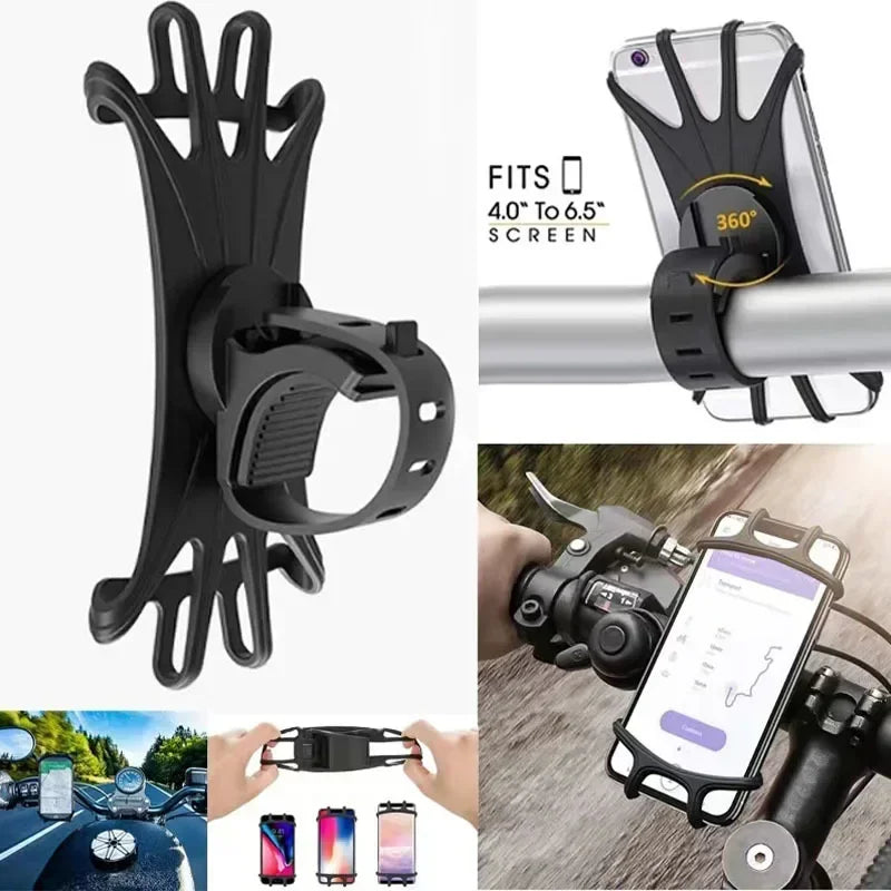 Soporte giratorio de silicona para teléfono móvil, accesorio de seguridad para bicicleta y motocicleta, 360