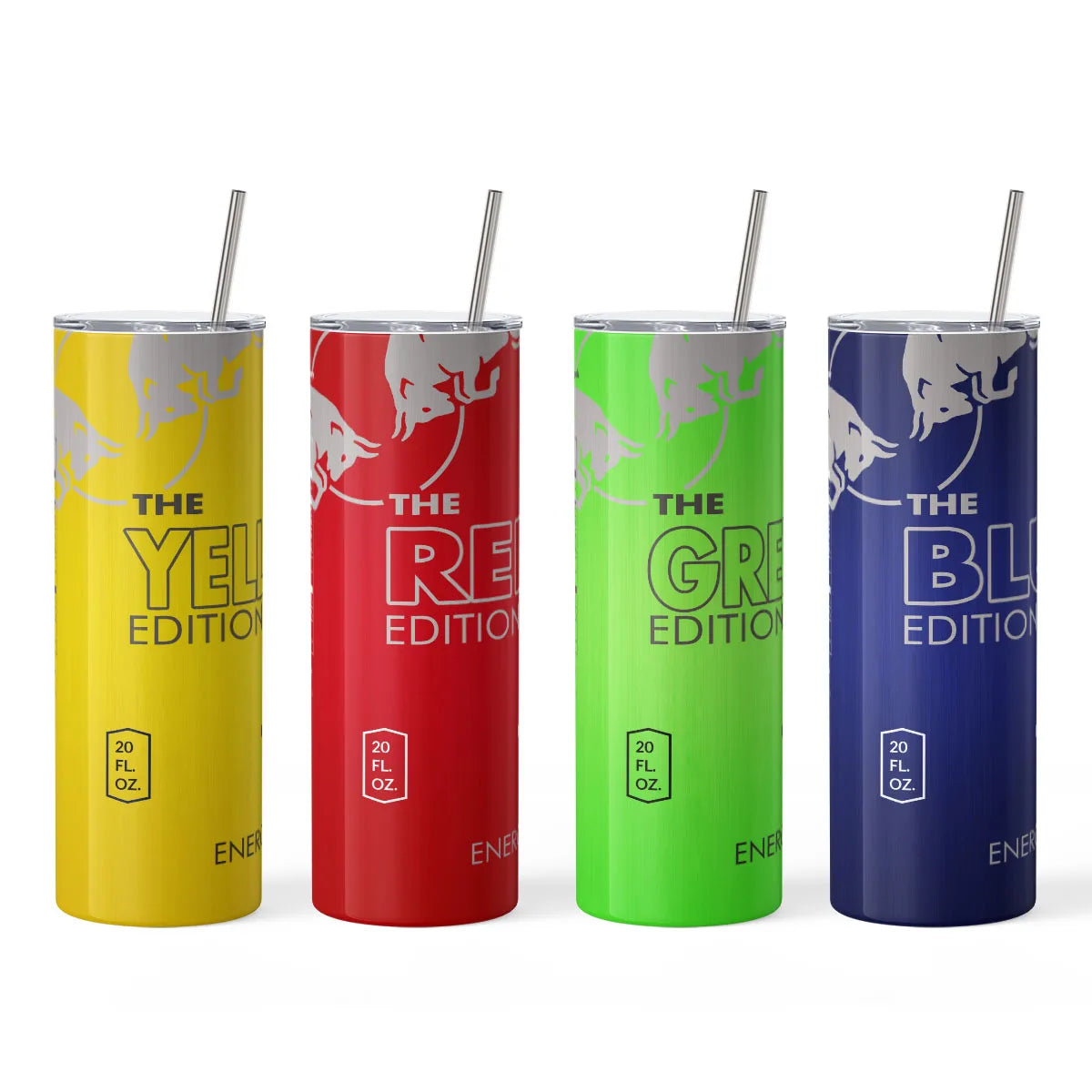 Vaso estilo bebida energética con pajita de acero inoxidable, 20 oz